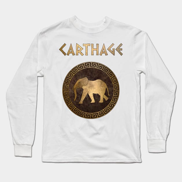 Ancient Carthage Hannibal War Elephant Long Sleeve T-Shirt by AgemaApparel